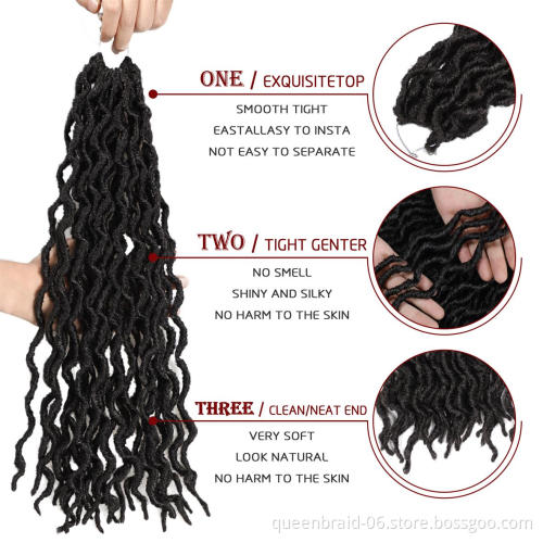 18 Inch Pre Looped Wavy Gypsy Loc Crochet Braids Dreadlocks Ombre Curly Wavy Twist Braiding Hair Extensions African Roots Braid